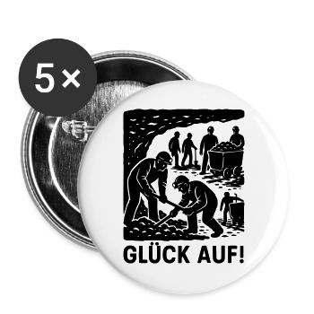 Glück Auf Bergbau Bergmann Arbeit Zeche Historisch - Buttons groß 56 mm (5er Pack) - Weiß - Vorne