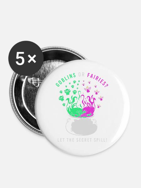 Halloween Gender Reveal - Buttons groß 56 mm (5er Pack) - Weiß