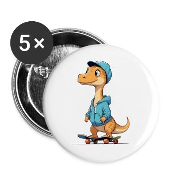 Dino Skater Hoodie Design - Buttons groß 56 mm (5er Pack) - Weiß - Vorne