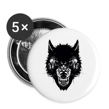 loup - Lot de 5 grands badges (56 mm) - blanc - Devant