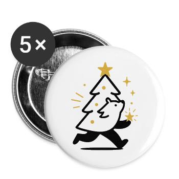 Christmas Wolf and Star Tree - Buttons large 2.2''/56 mm (5-pack) - white - Front
