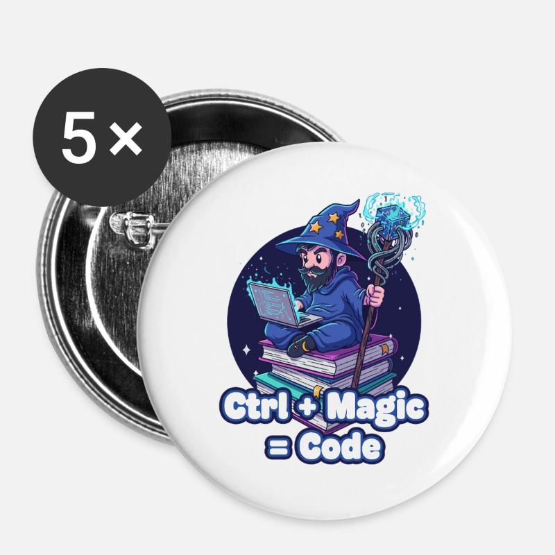 Ctrl Magic Code Zauberer - Buttons groß 56 mm (5er Pack) - Weiß