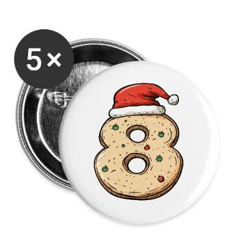 8 Number Cookie Christmas - Buttons large 2.2''/56 mm (5-pack) - white - Front