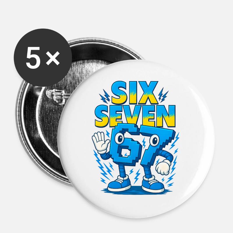 67 Six Seven 6-7 - Buttons groß 56 mm (5er Pack) - Weiß