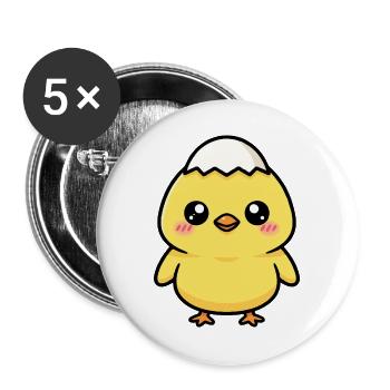 Chick with Kawaii cap - Buttons large 2.2''/56 mm (5-pack) - white - Front