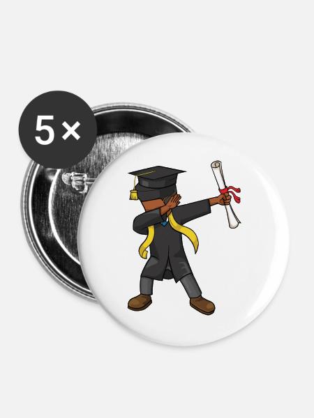Afro Boy Dabbing Abschlussklasse 2026 - Buttons groß 56 mm (5er Pack) - Weiß