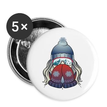 Fille d’hiver avec flocon de neige - Lot de 5 grands badges (56 mm) - blanc - Devant