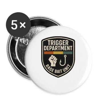 Trigger Department Rage Bait Patch, Funny  - Buttons large 2.2''/56 mm (5-pack) - white - Front