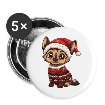 Noël de la hyène - Lot de 5 grands badges (56 mm) - blanc - Devant