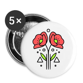 Poppy Poppies Minimalist Line Art 9 - Buttons large 2.2''/56 mm (5-pack) - white - Front