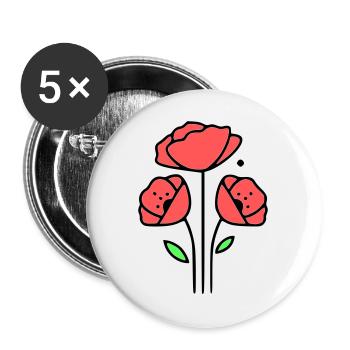 Poppy-Poppies-Minimalist-Line-Art-1 - Buttons large 2.2''/56 mm (5-pack) - white - Front