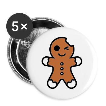 Funny bitten gingerbread man christmas - Buttons large 2.2''/56 mm (5-pack) - white - Front