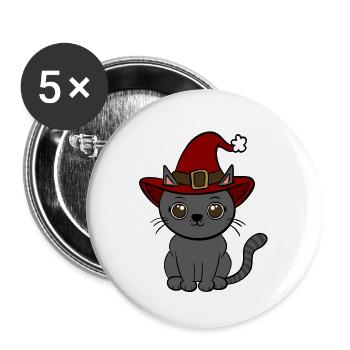Cat Christmas - Buttons large 2.2''/56 mm (5-pack) - white - Front