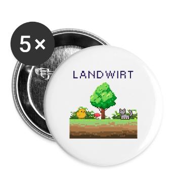 Landwirt Pixelwelt Ländliche Szene - Buttons groß 56 mm (5er Pack) - Weiß - Vorne