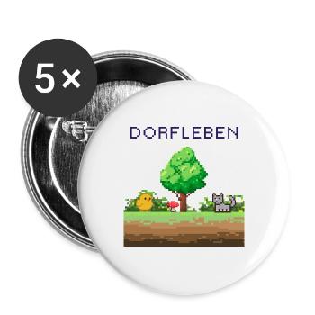 Dörflleben Pixelwelt - Lot de 5 grands badges (56 mm) - blanc - Devant