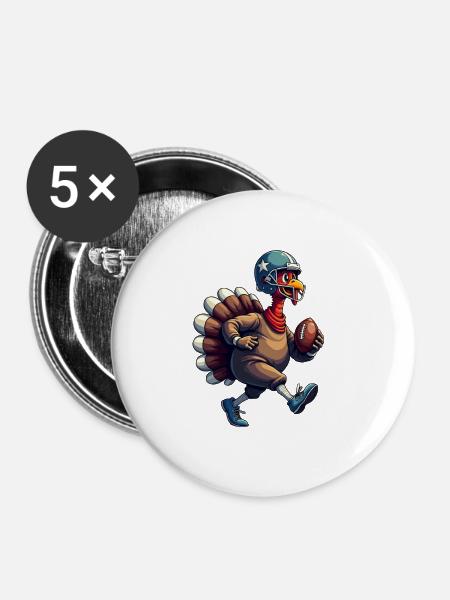 Thanksgiving Football Truthahn - Buttons groß 56 mm (5er Pack) - Weiß