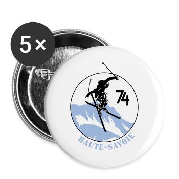Design Haute-Savoie 74 - Lot de 5 grands badges (56 mm) - blanc - Devant