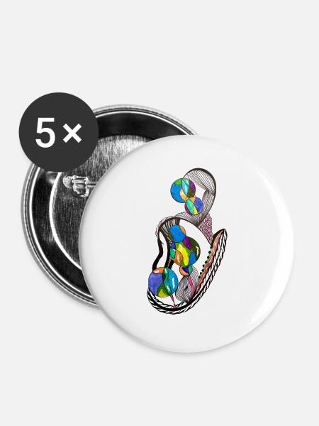 Knotenballons Farbenspiel - Buttons groß 56 mm (5er Pack) - Weiß