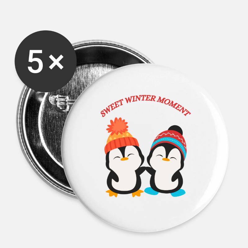 Happy penguin friends - Buttons large 2.2''/56 mm (5-pack) - white