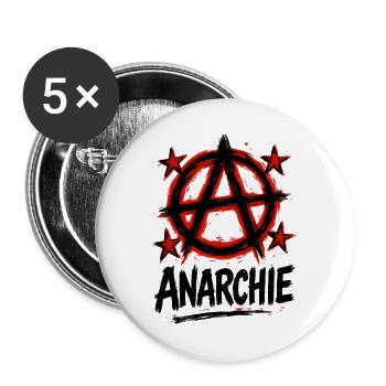Anarchie – Punk – Revolution - Buttons groß 56 mm (5er Pack) - Weiß - Vorne