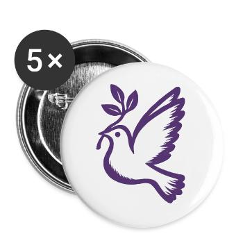 Lila Taube Emblem Olivenzweig - Buttons groß 56 mm (5er Pack) - Weiß - Vorne