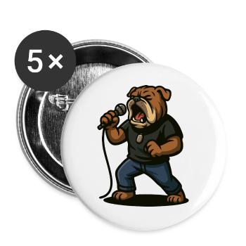 Chanteur de rock bouledogue avec art du microphone - Lot de 5 grands badges (56 mm) - blanc - Devant