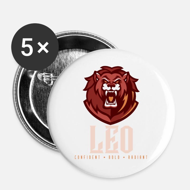 Löwe - Buttons groß 56 mm (5er Pack) - Weiß