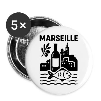 Marseille Silhouette - Lot de 5 grands badges (56 mm) - blanc - Devant