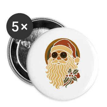 Vintage Weihnachtsmann Design Retro Liebhaber  - Buttons groß 56 mm (5er Pack) - Weiß - Vorne