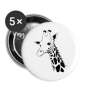 Giraffe Geschenk Weihnachten  - Buttons groß 56 mm (5er Pack) - Weiß - Vorne