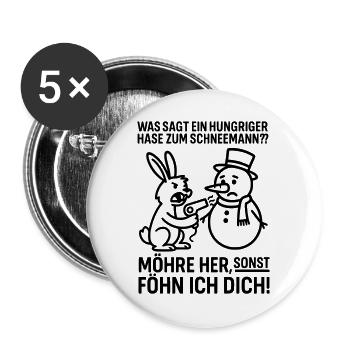 möhre her hungriger hase - Buttons groß 56 mm (5er Pack) - Weiß - Vorne