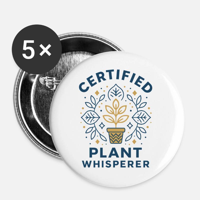 Pflanzenflüsterer - Buttons groß 56 mm (5er Pack) - Weiß