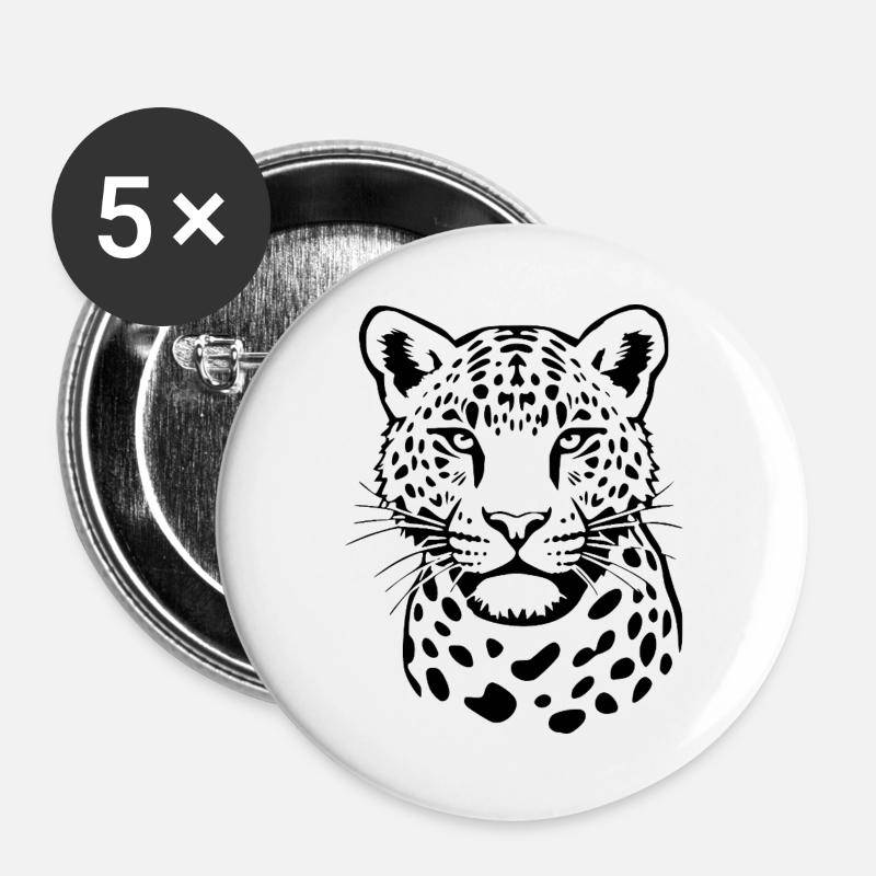 Leopard Black Gift Christmas - Buttons large 2.2''/56 mm (5-pack) - white