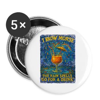 Rainy Morse Cocktail Art - Buttons large 2.2''/56 mm (5-pack) - white - Front