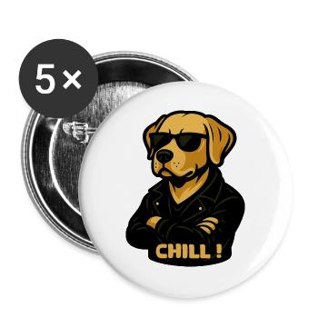 Cool Labrador with sunglasses – Chill - Buttons large 2.2''/56 mm (5-pack) - white - Front