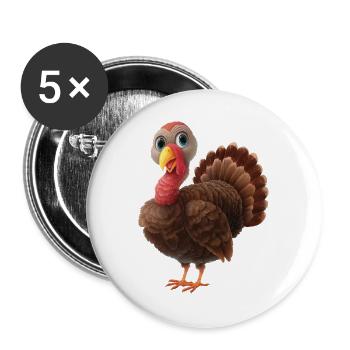 Truthahn - Buttons groß 56 mm (5er Pack) - Weiß - Vorne