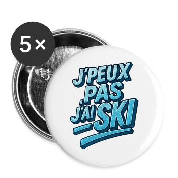 Ich kann nicht Skifahren. - Buttons groß 56 mm (5er Pack) - Weiß - Vorne