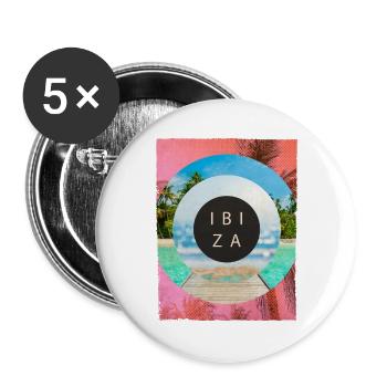 Ibiza Sommer Sonne Strand Meer Palmen Party - Buttons groß 56 mm (5er Pack) - Weiß - Vorne