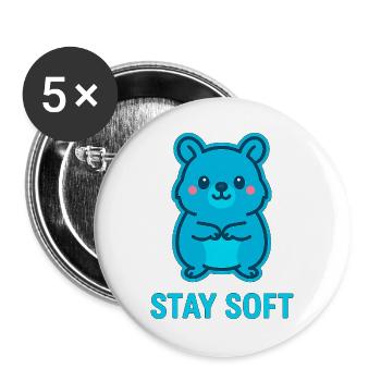 Stay Soft Quokka Design - Lot de 5 grands badges (56 mm) - blanc - Devant
