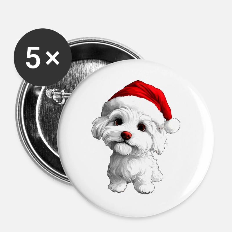 Puppy Christmas - Buttons large 2.2''/56 mm (5-pack) - white