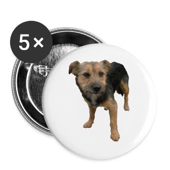 Hund - Buttons groß 56 mm (5er Pack) - Weiß - Vorne