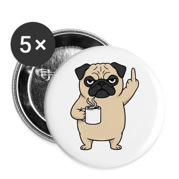 Carlin agacé avec un doigt d’honneur au café - Lot de 5 grands badges (56 mm) - blanc - Devant