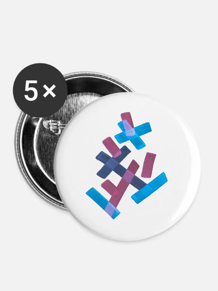 Muster - Modern & Bunt - Buttons groß 56 mm (5er Pack) - Weiß