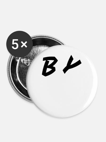 Pinselstrich VON Monogramm - Buttons groß 56 mm (5er Pack) - Weiß