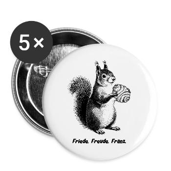 Paix, Joie, Franz Écureuil - Lot de 5 grands badges (56 mm) - blanc - Devant