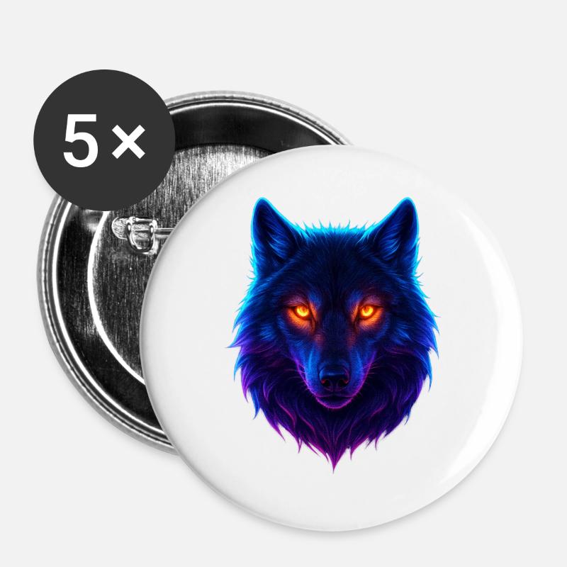 Neon Wolf's Aurora Eyes - Buttons large 2.2''/56 mm (5-pack) - white