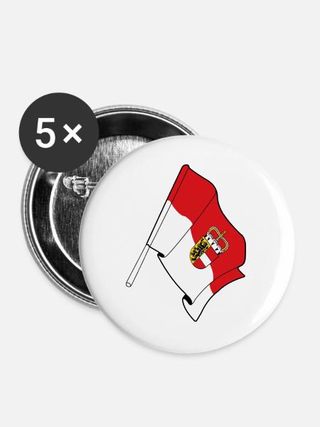 Salzburger Flagge - Buttons groß 56 mm (5er Pack) - Weiß