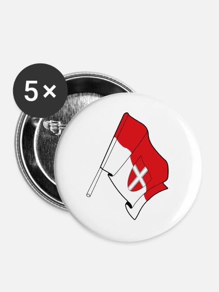 Wiener Länsflagge - Buttons groß 56 mm (5er Pack) - Weiß