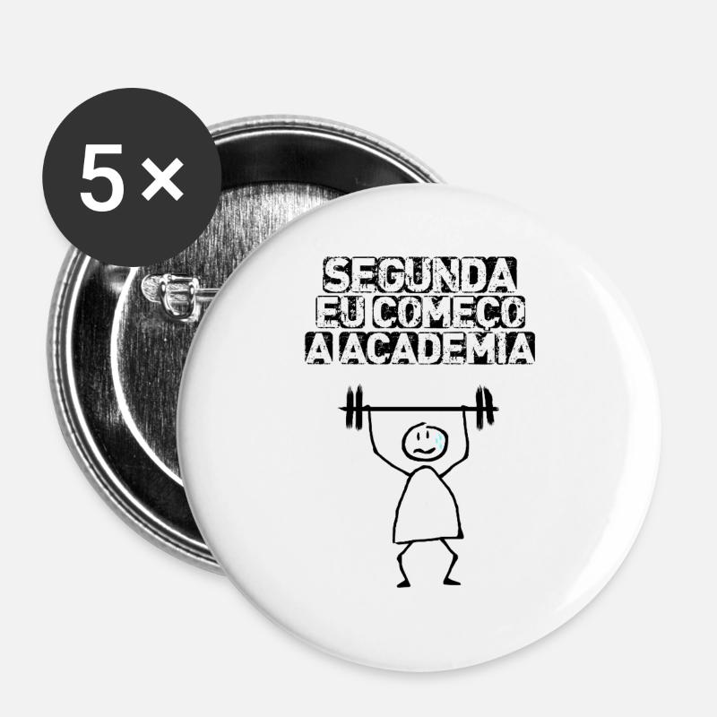 Segunda eu começo a academia - Buttons large 2.2''/56 mm (5-pack) - white