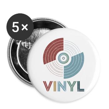 Vinyl Retro - Buttons groß 56 mm (5er Pack) - Weiß - Vorne